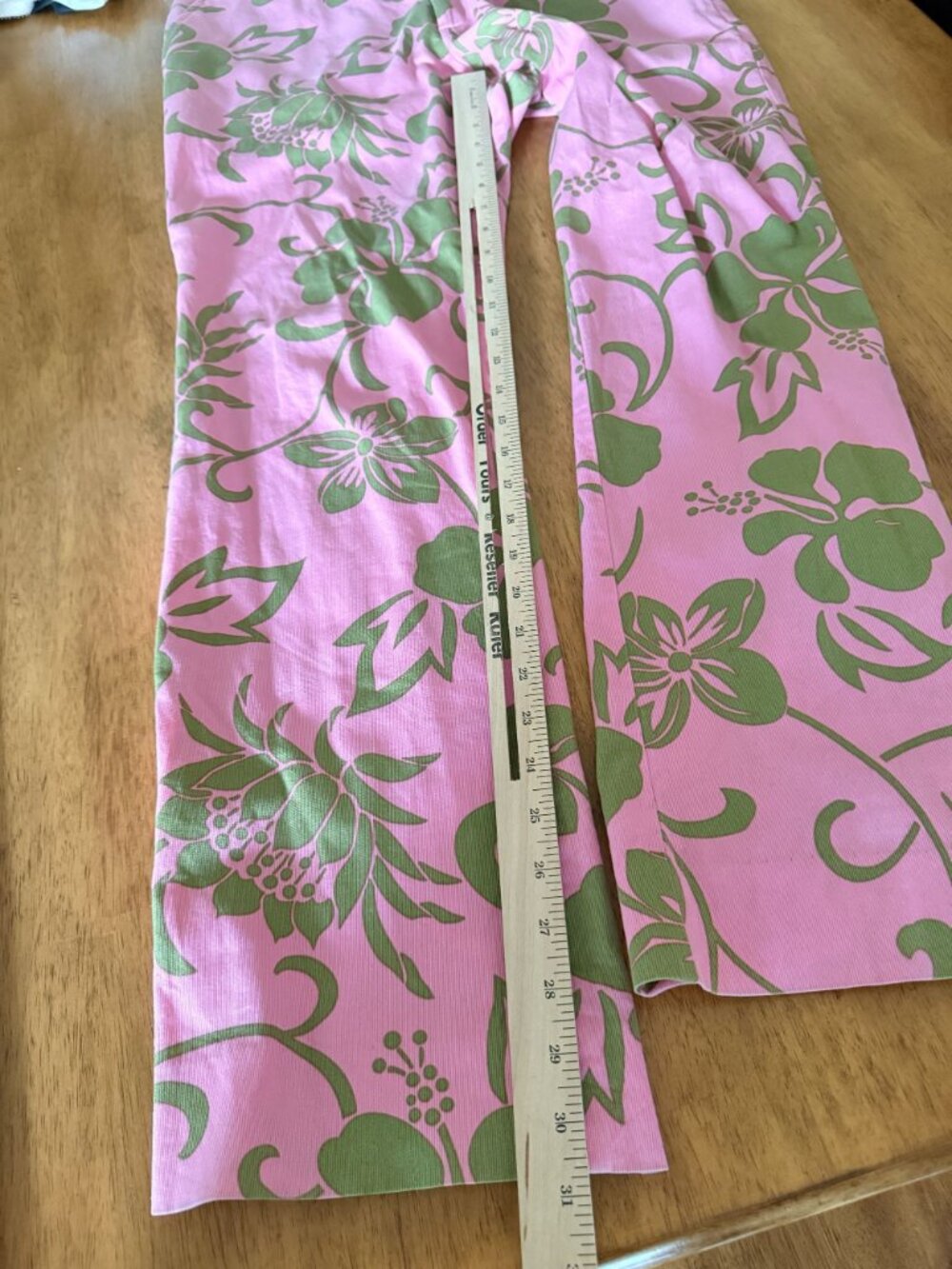 Trina Turk Womens Pink & Green Tropical Print Lightweight Denim Pants 34x30 - Picture 7 of 9